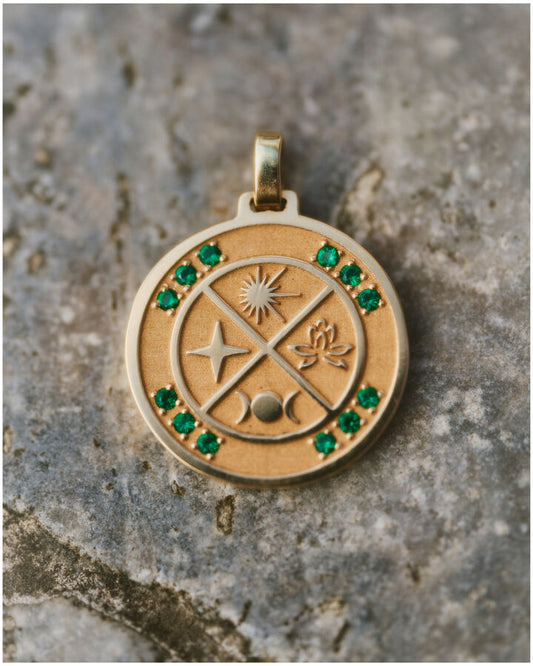 Transcendence Token w Emeralds Necklace