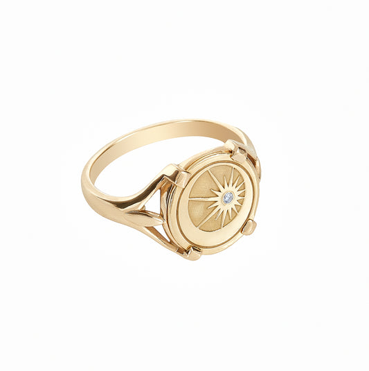 CRESCENT MOON&THE SUN Diamond Posy Ring