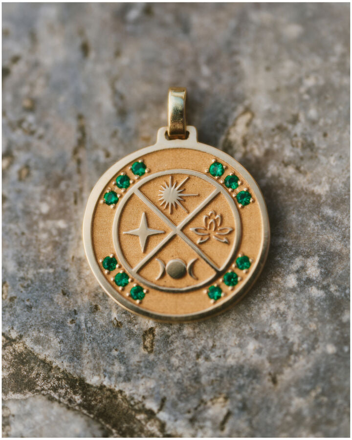 Transcendence Token w Emeralds Necklace