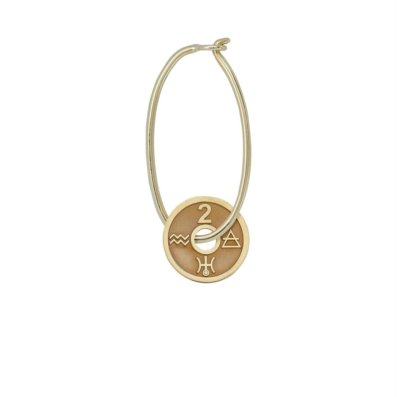 Zodiac Golden Token Singlet Earring 14k Gold